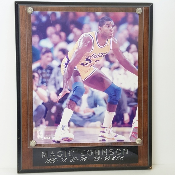 Vintage Other - VTG Lakers Magic Johnson NBA HOOPS Framed Plaque